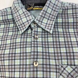 Salewa Polarlite Men's Fleece‎ Blue Plaid Button Up Outdoor Shirt Size Small